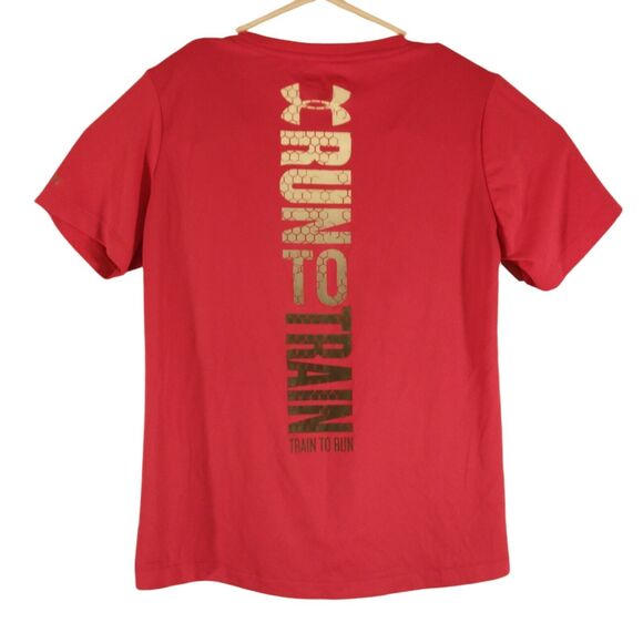 Under Armour RUN tshirt womens XL XLarge pink short sleeve semi-fitted train - Picture 2 of 12